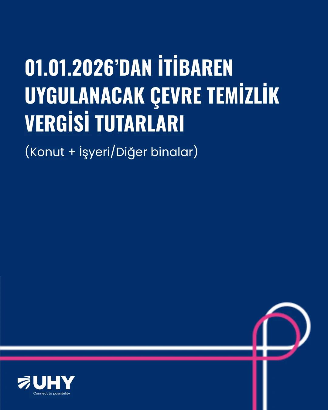 01.01.2026 tarihinden itibaren geçerli olmak üzere Çevre Temizlik Vergisi tutarları güncellendi.
