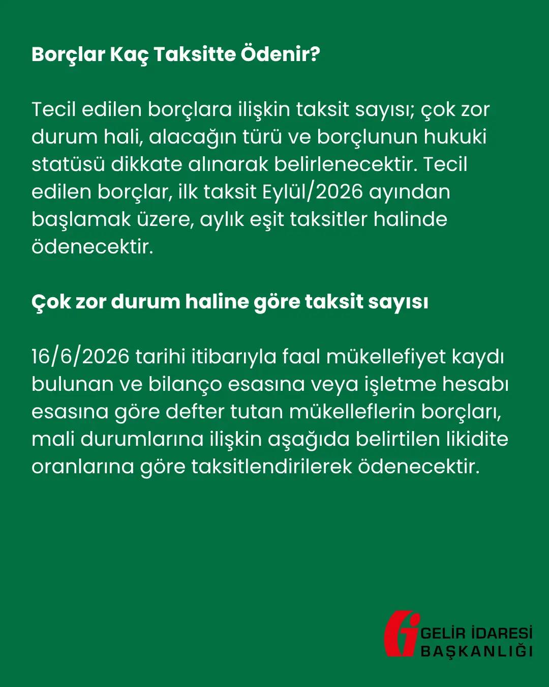 Vergi dairesine olan borçların daha düşük tecil faiziyle ve avantajlı taksit imkanlarıyla yapılandırmak için son başvuru tarihi 31 Ağustos 2026! - Görsel 5