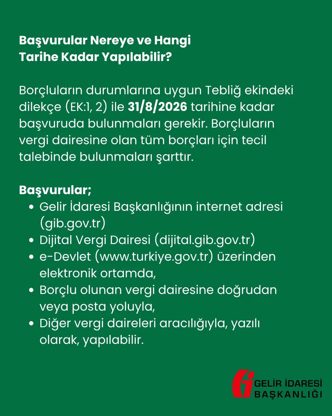 Vergi dairesine olan borçların daha düşük tecil faiziyle ve avantajlı taksit imkanlarıyla yapılandırmak için son başvuru tarihi 31 Ağustos 2026! - Görsel 4