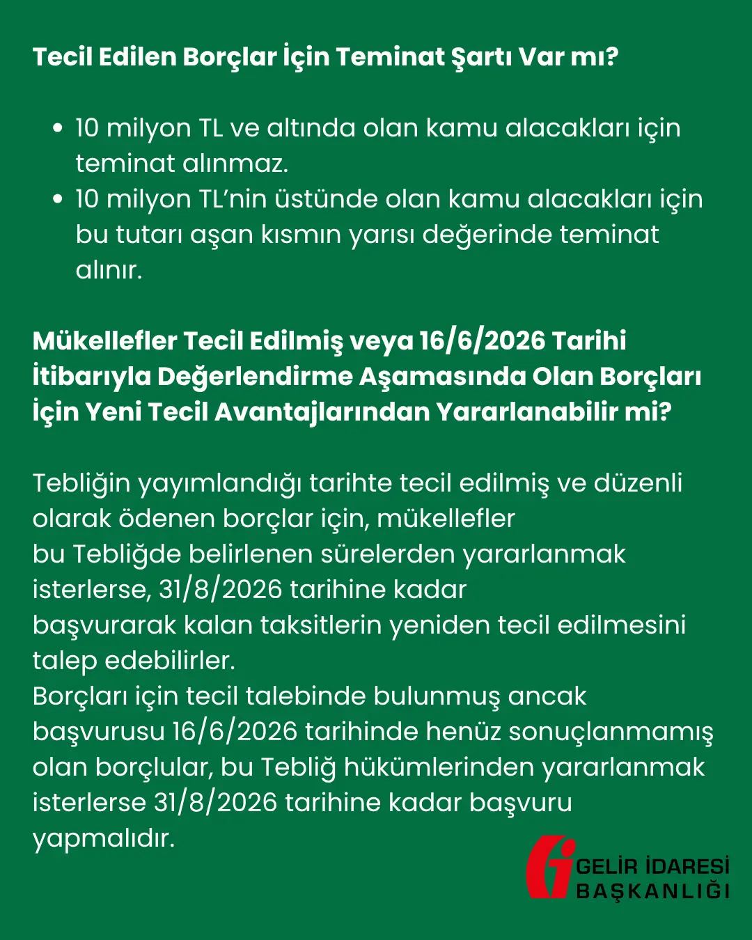 Vergi dairesine olan borçların daha düşük tecil faiziyle ve avantajlı taksit imkanlarıyla yapılandırmak için son başvuru tarihi 31 Ağustos 2026! - Görsel 7