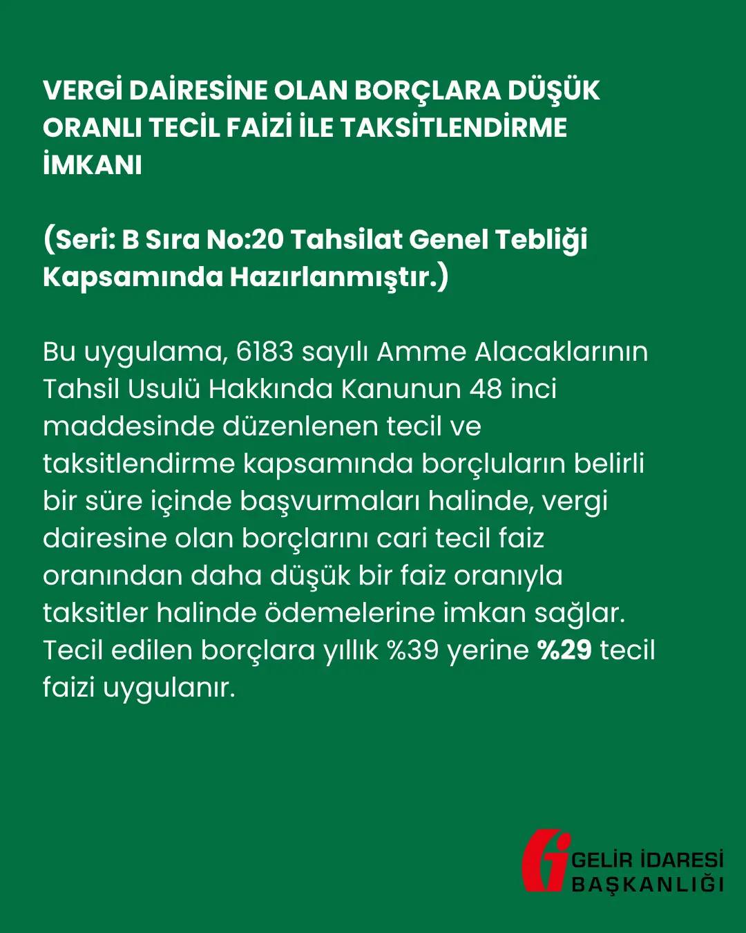 Vergi dairesine olan borçların daha düşük tecil faiziyle ve avantajlı taksit imkanlarıyla yapılandırmak için son başvuru tarihi 31 Ağustos 2026! - Görsel 2